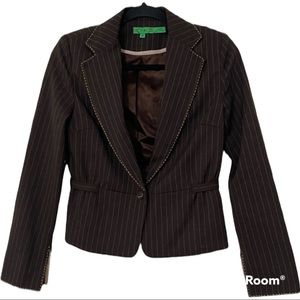 Tibi Brown Pinstripe Tailored Blazer